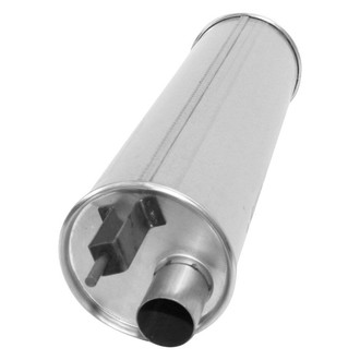 AP Exhaust® - MSL Maximum Rear Aluminized Steel Round Direct Fit Exhaust Muffler with Inlet / Outlet Neck