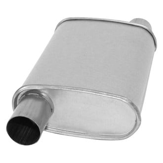 AP Exhaust® - Xlerator Performance Aluminized Steel Oval Direct-Fit Exhaust Muffler with Inlet/Outlet Neck (2" Offset ID, 2" Offset OD, 11" Length)