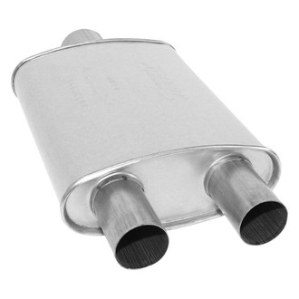 AP Exhaust® - Xlerator Performance Aluminized Steel Oval Direct-Fit Exhaust Muffler with Inlet/Outlet Neck (3" Center ID, 2.25" Dual OD, 14" Length)