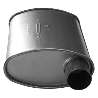 AP Exhaust® - MSL Maximum Aluminized Steel Driver Side Oval Direct-Fit Exhaust Muffler with Inlet/Outlet Neck