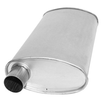 AP Exhaust® - MSL Maximum Rear Aluminized Steel Oval Direct Fit Exhaust Muffler with Inlet / Outlet Neck
