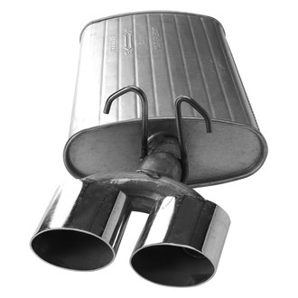 AP Exhaust® - MSL Maximum Aluminized Steel Passenger Side Oval Direct-Fit Exhaust Muffler with Inlet Neck and SS Tips
