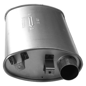 AP Exhaust® - MSL Maximum Passenger Side Aluminized Steel Oval Direct Fit Exhaust Muffler with Inlet / Outlet Neck