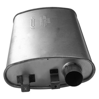 AP Exhaust® - MSL Maximum Driver Side Aluminized Steel Oval Direct Fit Exhaust Muffler with Inlet / Outlet Neck