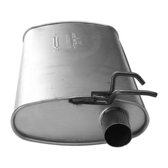AP Exhaust® - MSL Maximum Passenger Side Aluminized Steel Oval Direct Fit Exhaust Muffler with Inlet / Outlet Neck