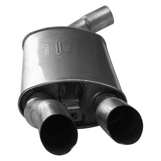 AP Exhaust® - MSL Maximum Aluminized Steel Passenger Side Oval Direct-Fit Exhaust Muffler with Inlet Neck and Spout