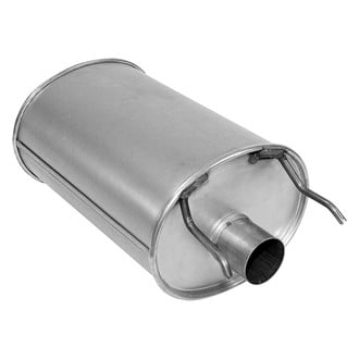 AP Exhaust® - MSL Maximum Rear Driver Side Aluminized Steel Oval Direct Fit Exhaust Muffler with Inlet / Outlet Neck