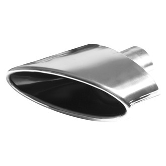 AP Exhaust® - Stainless Steel Passenger Side Oval Angle Cut Clamp-On Polished Exhaust Tip
