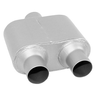 AP Exhaust® - Xlerator Performance Aluminized Steel Oval Exhaust Muffler with Inlet/Outlet Neck (2.5" Center ID, 2.25" Center OD, 6.5" Length)