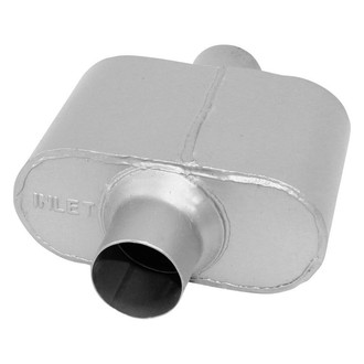 AP Exhaust® - Xlerator Performance Aluminized Steel Oval Exhaust Muffler with Inlet/Outlet Neck (2.5" Center ID, 2.5" Center OD, 6.5" Length)