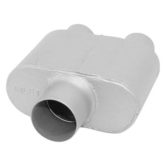 AP Exhaust® - Xlerator Performance Aluminized Steel Oval Exhaust Muffler with Inlet/Outlet Neck (3" Dual ID, 2.5" Dual OD, 6.5" Length)