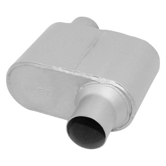 AP Exhaust® - Xlerator Performance Aluminized Steel Oval Exhaust Muffler with Inlet/Outlet Neck (2.5" Offset ID, 2.5" Offset OD, 6.5" Length)