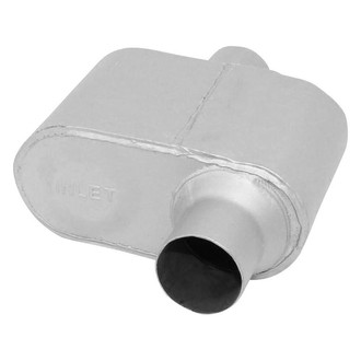 AP Exhaust® - Xlerator Performance Aluminized Steel Oval Exhaust Muffler with Inlet/Outlet Neck (2.5" Offset ID, 2.5" Center OD, 6.5" Length)