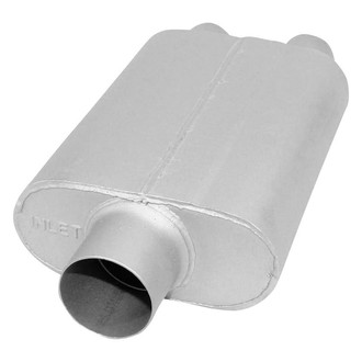 AP Exhaust® - Xlerator Performance Aluminized Steel Oval Exhaust Muffler with Inlet/Outlet Neck (3" Center ID, 2.25" Dual OD, 13" Length)