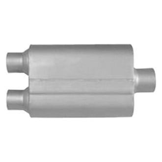 AP Exhaust® - Xlerator Performance Aluminized Steel Oval Exhaust Muffler with Inlet/Outlet Neck (2.5" Dual ID, 2.5" Center OD, 17" Length)