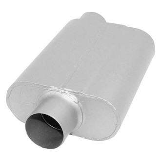 AP Exhaust® - Xlerator Performance Aluminized Steel Oval Exhaust Muffler with Inlet/Outlet Neck (3" Center ID, 3" Offset OD, 13" Length)
