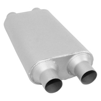 AP Exhaust® - Xlerator Performance Aluminized Steel Oval Exhaust Muffler with Inlet/Outlet Neck (2.25" Dual ID, 2.25" Dual OD, 17" Length)