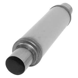 AP Exhaust® - Xlerator Performance Stainless Steel Round Exhaust Muffler with Inlet/Outlet Neck (2.5" Center ID, 2.5" Center OD, 14" Length)