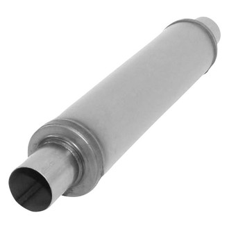 AP Exhaust® - Xlerator Performance Stainless Steel Round Exhaust Muffler with Inlet/Outlet Neck (2.25" Center ID, 2.25" Center OD, 18" Length)