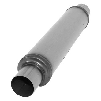 AP Exhaust® - Xlerator Performance Stainless Steel Round Exhaust Muffler with Inlet/Outlet Neck (2.5" Center ID, 2.5" Center OD, 18" Length)