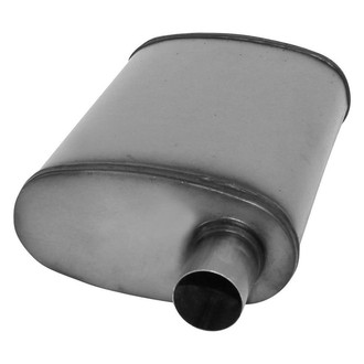 AP Exhaust® - Xlerator Performance Stainless Steel Oval Exhaust Muffler with Inlet/Outlet Neck (2" Offset ID, 2" Center OD, 14" Length)