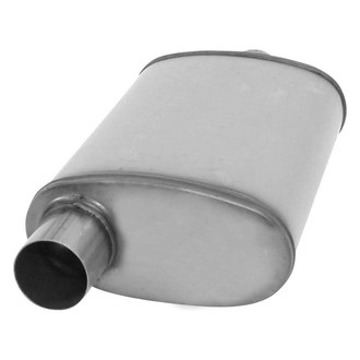 AP Exhaust® - Xlerator Performance Stainless Steel Oval Exhaust Muffler with Inlet/Outlet Neck (2.5" Offset ID, 2.5" Center OD, 14" Length)