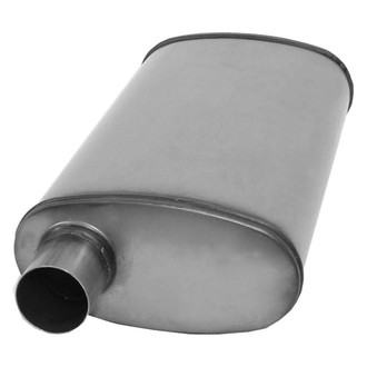 AP Exhaust® - Xlerator Performance Stainless Steel Oval Exhaust Muffler with Inlet/Outlet Neck (2.25" Offset ID, 2.25" Center OD, 18" Length)