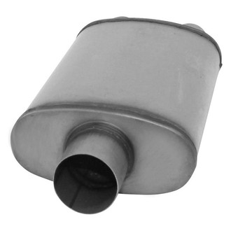 AP Exhaust® - Xlerator Performance Stainless Steel Oval Exhaust Muffler with Inlet/Outlet Neck (3" Center ID, 2.25" Dual OD, 14" Length)