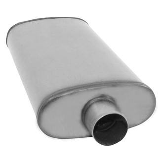 AP Exhaust® - Xlerator Performance Stainless Steel Oval Exhaust Muffler with Inlet/Outlet Neck (2.5" Dual ID, 3" Center OD, 22" Length)