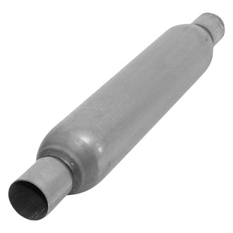 AP Exhaust® - Enforcer Series Aluminized Steel Round Glass Pack Blank Exhaust Muffler (2.25" Center ID, 2.25" Center OD, 30" Length)