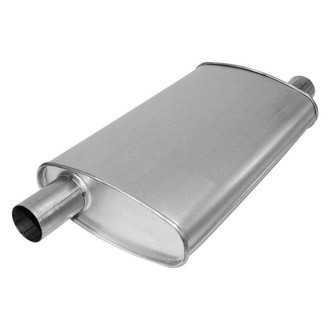AP Exhaust® - Enforcer Series Aluminized Steel Oval Glass Pack Exhaust Muffler with Inlet and Outlet Neck