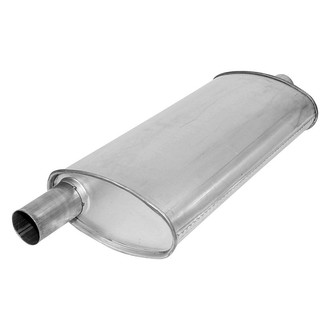 AP Exhaust® - Enforcer Series Aluminized Steel Oval Glass Pack Exhaust Muffler with Inlet and Outlet Neck