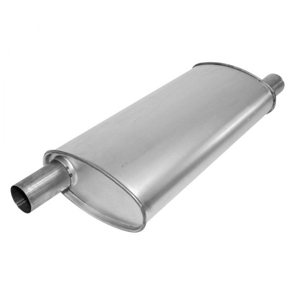 AP Exhaust® - Enforcer Series Aluminized Steel Driver Side Oval Glass Pack Exhaust Muffler with Inlet and Outlet Neck