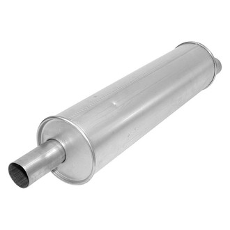 AP Exhaust® - Enforcer Series Aluminized Steel Round Glass Pack Exhaust Muffler with Inlet and Outlet Neck