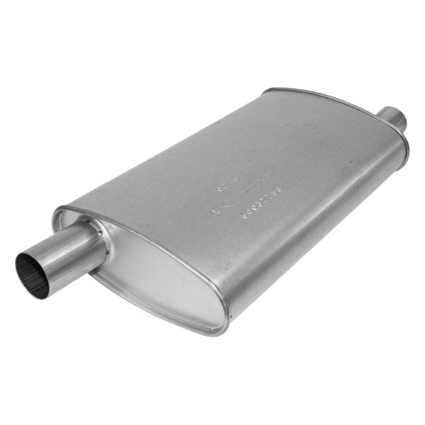 AP Exhaust® - Enforcer Series Aluminized Steel Passenger Side Oval Glass Pack Exhaust Muffler with Inlet and Outlet Neck