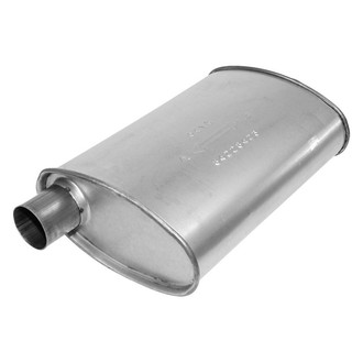 AP Exhaust® - Enforcer Series Aluminized Steel Oval Glass Pack Exhaust Muffler with Inlet and Outlet Neck