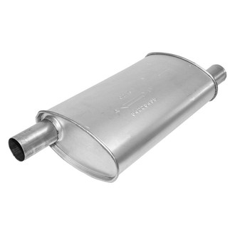 AP Exhaust® - Enforcer Series Aluminized Steel Oval Glass Pack Exhaust Muffler with Inlet and Outlet Neck