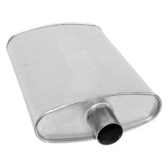 AP Exhaust® - Xlerator Performance Aluminized Steel Oval Direct-Fit Exhaust Muffler with Inlet/Outlet Neck (2" Offset ID, 2" Center OD, 14" Length)