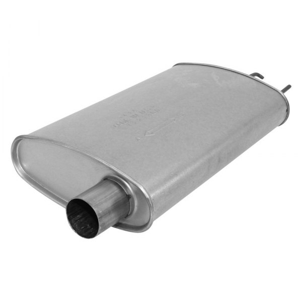 AP Exhaust® - MSL Maximum Aluminized Steel Passenger Side Oval Direct-Fit Exhaust Muffler with Inlet/Outlet Neck