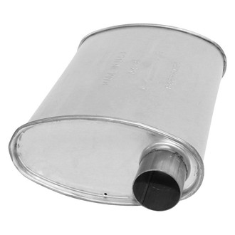 AP Exhaust® - MSL Maximum Driver Side Aluminized Steel Oval Direct Fit Exhaust Muffler with Inlet / Outlet Neck