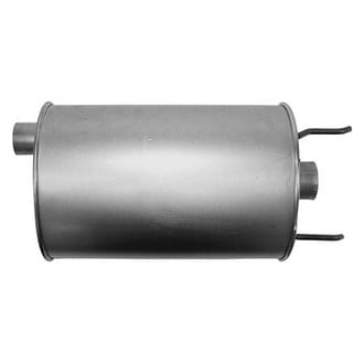 AP Exhaust® - MSL Maximum Rear Driver Side Aluminized Steel Oval Direct Fit Exhaust Muffler with Inlet / Outlet Neck