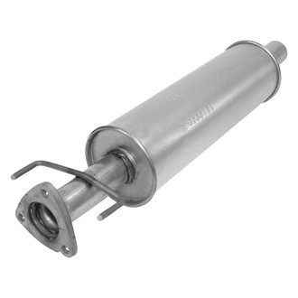 AP Exhaust® - MSL Maximum Front Aluminized Steel Round Direct Fit Exhaust Muffler with Flange and Outlet Neck