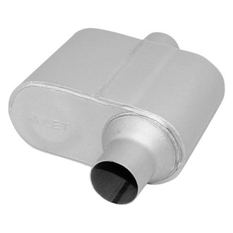 AP Exhaust® - Xlerator Performance Aluminized Steel Oval Exhaust Muffler with Inlet/Outlet Neck (2.25" Offset ID, 2.25" Center OD, 6.5" Length)