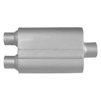 AP Exhaust® - Xlerator Performance Aluminized Steel Oval Exhaust Muffler with Inlet/Outlet Neck (2.5" Dual ID, 2.5" Center OD, 17" Length)
