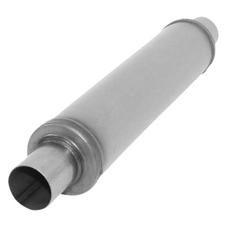 AP Exhaust® - Xlerator Performance Stainless Steel Round Exhaust Muffler with Inlet/Outlet Neck (2.25" Center ID, 2.25" Center OD, 18" Length)
