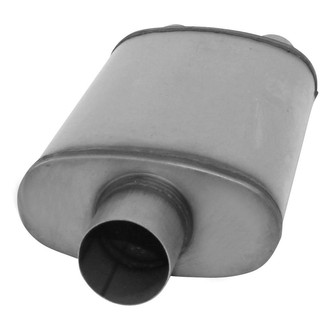 AP Exhaust® - Xlerator Performance Stainless Steel Oval Exhaust Muffler with Inlet/Outlet Neck (3" Center ID, 2.25" Dual OD, 14" Length)