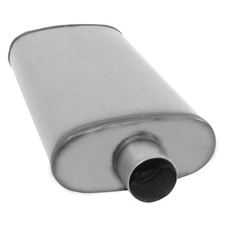 AP Exhaust® - Xlerator Performance Stainless Steel Oval Exhaust Muffler with Inlet/Outlet Neck (2.5" Dual ID, 3" Center OD, 22" Length)