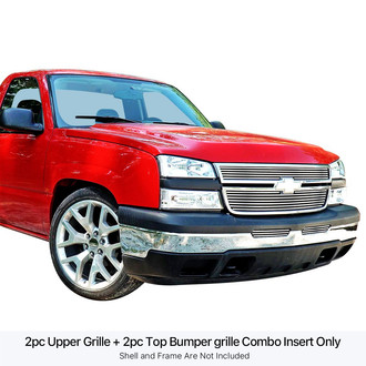 APG® - 4-Pc Chrome Polished 8x6 mm Horizontal Billet Main and Bumper Grille Kit
