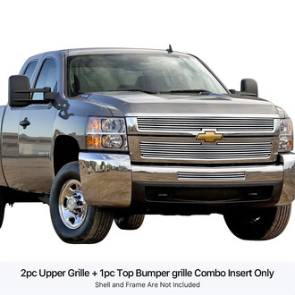 APG® - 3-Pc Polished 8x6 mm Horizontal Billet Main and Top Bumper Grilles