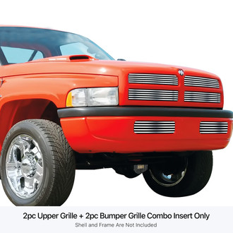APG® - 4-Pc Chrome Polished 8x6 mm Horizontal Billet Main and Bumper Grille Kit
